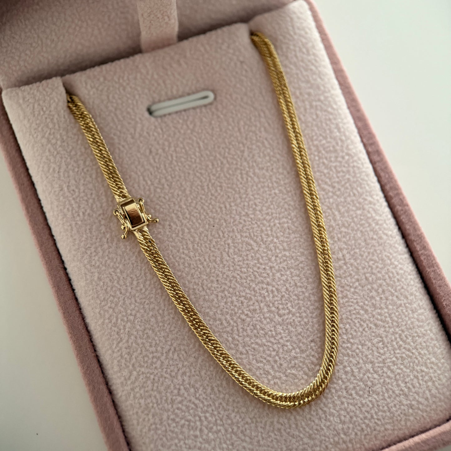 CADENA ESPIGA 3MM BROCHE CAJA ORO AMARILLO ITALY 18K 50CM - 4,19GR