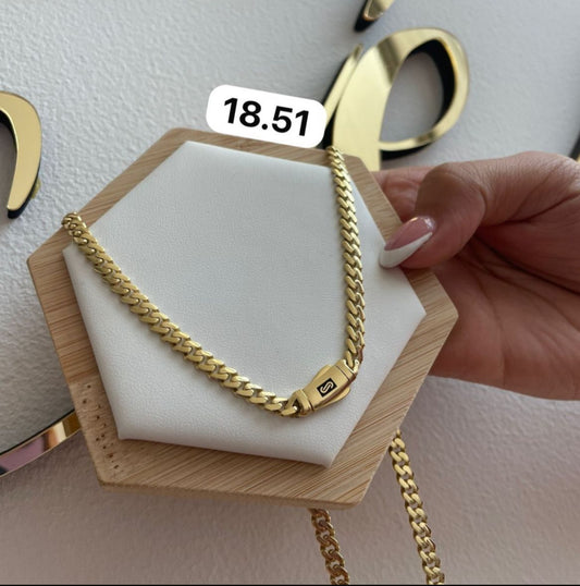 Cadena Cubana Estilo Mónaco Oro Amarillo Italy 18K - 60cm 18,51 gr