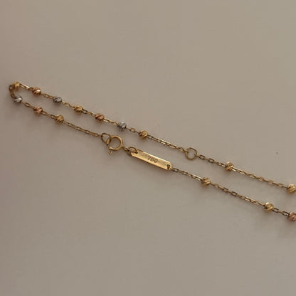 ROSARIO DIAMANTADO VIRGEN MILAGROSA Y CRUZ LISA 2M TRES OROS ITALY 18K 48CM - 5,62GR