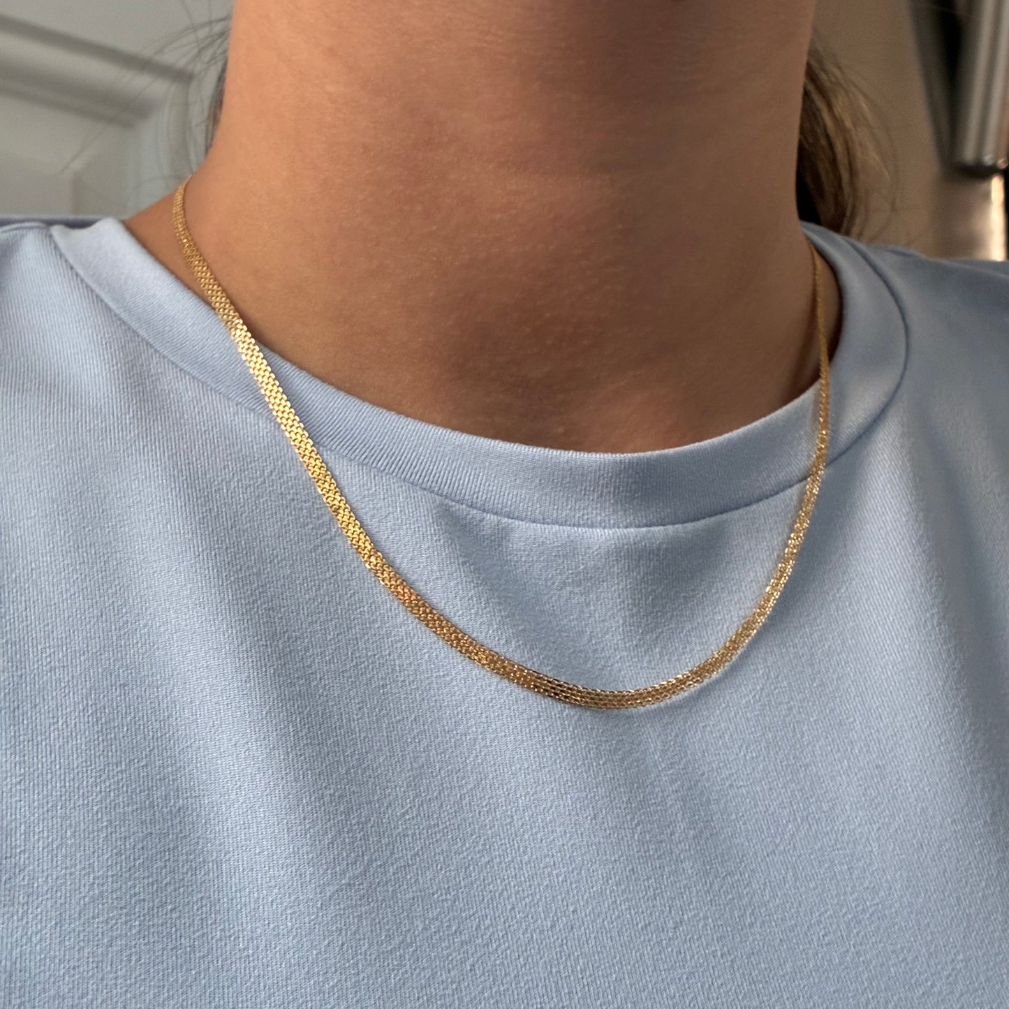 CADENA CHINA DIAMANTADA DOS CARRILES 3.0MM ORO AMARILLO ITALY 18K 45CM - 3,18GR