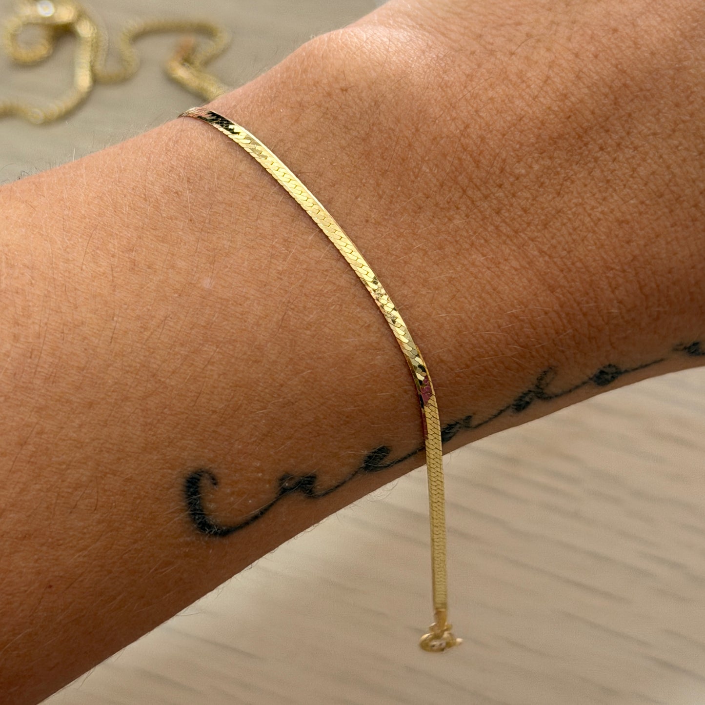 DIAMOND CUT SNAKE BRACELET 2MM YELLOW GOLD ITALY 18K -19CM 1.56GR