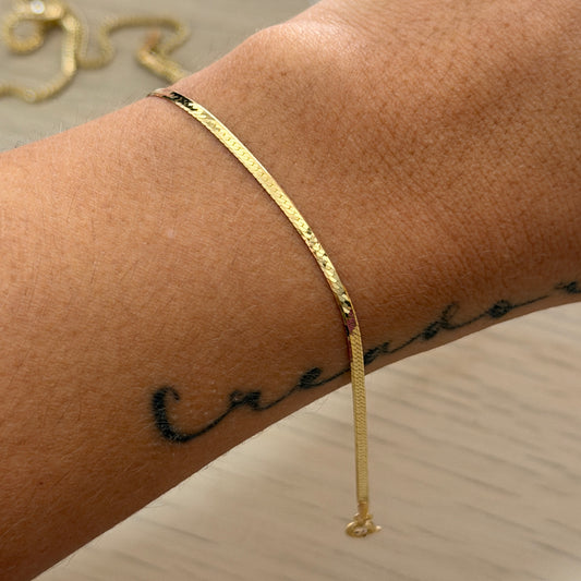 DIAMOND CUT SNAKE BRACELET 2MM YELLOW GOLD ITALY 18K -19CM 1.56GR