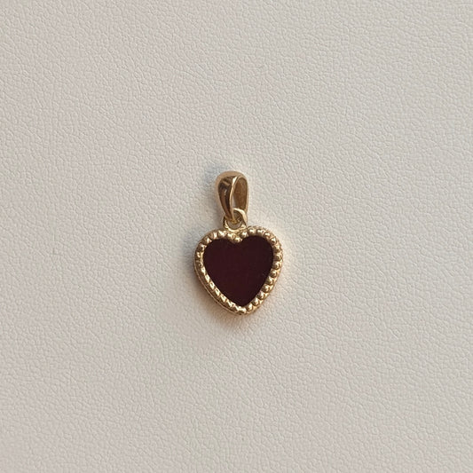 AGATHA RED STONE HEART PENDANT 1.9CM 18K YELLOW GOLD - 1.42GR