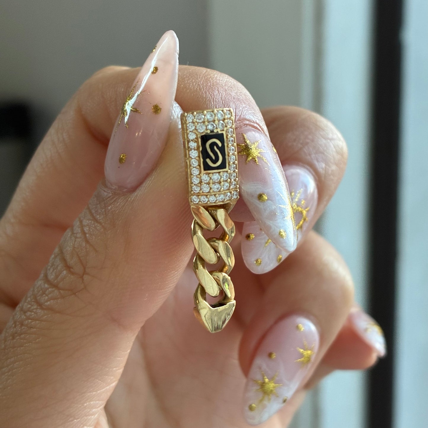 MONACO CUBAN STYLE HOOP EARRINGS WHITE STONES YELLOW GOLD 18K ITALY - 4.87GR