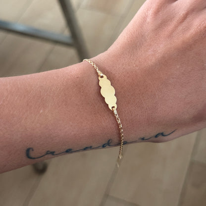 PULSERA ARO SEGUIDO PARA BEBE CON PLACA DE NUBE ORO AMARILLO 18K 15,5CM - 1,34GR