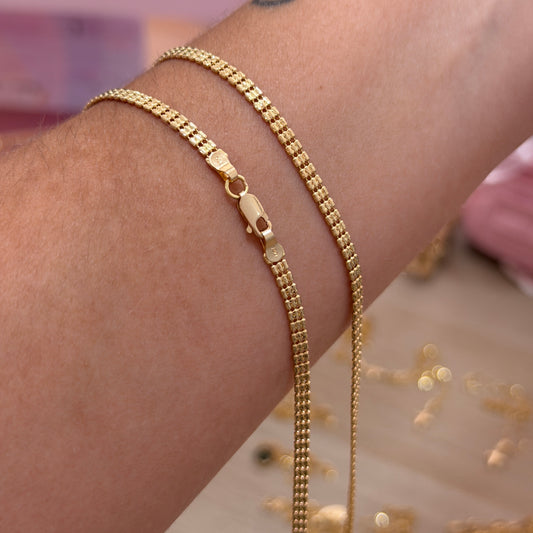 DIAMOND-CUT THREE-ROAD CHAIN 2.9MM YELLOW GOLD 18K ITALY - 45CM 6.43GR