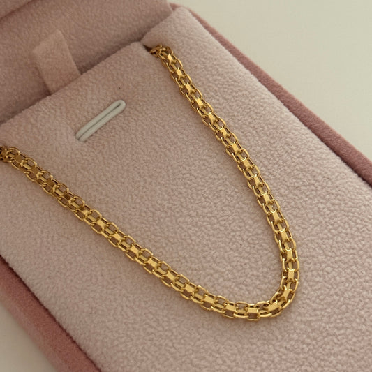 PULSERA TEJIDO CHINO UN CARRIL 3MM ORO AMARILLO ITALY 18K19,5CM - 2,5GR