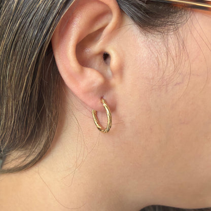 CANDONGAS MELCOCHA RAYADA 1.4CM ORO AMARILLO 18K - 1,61GR