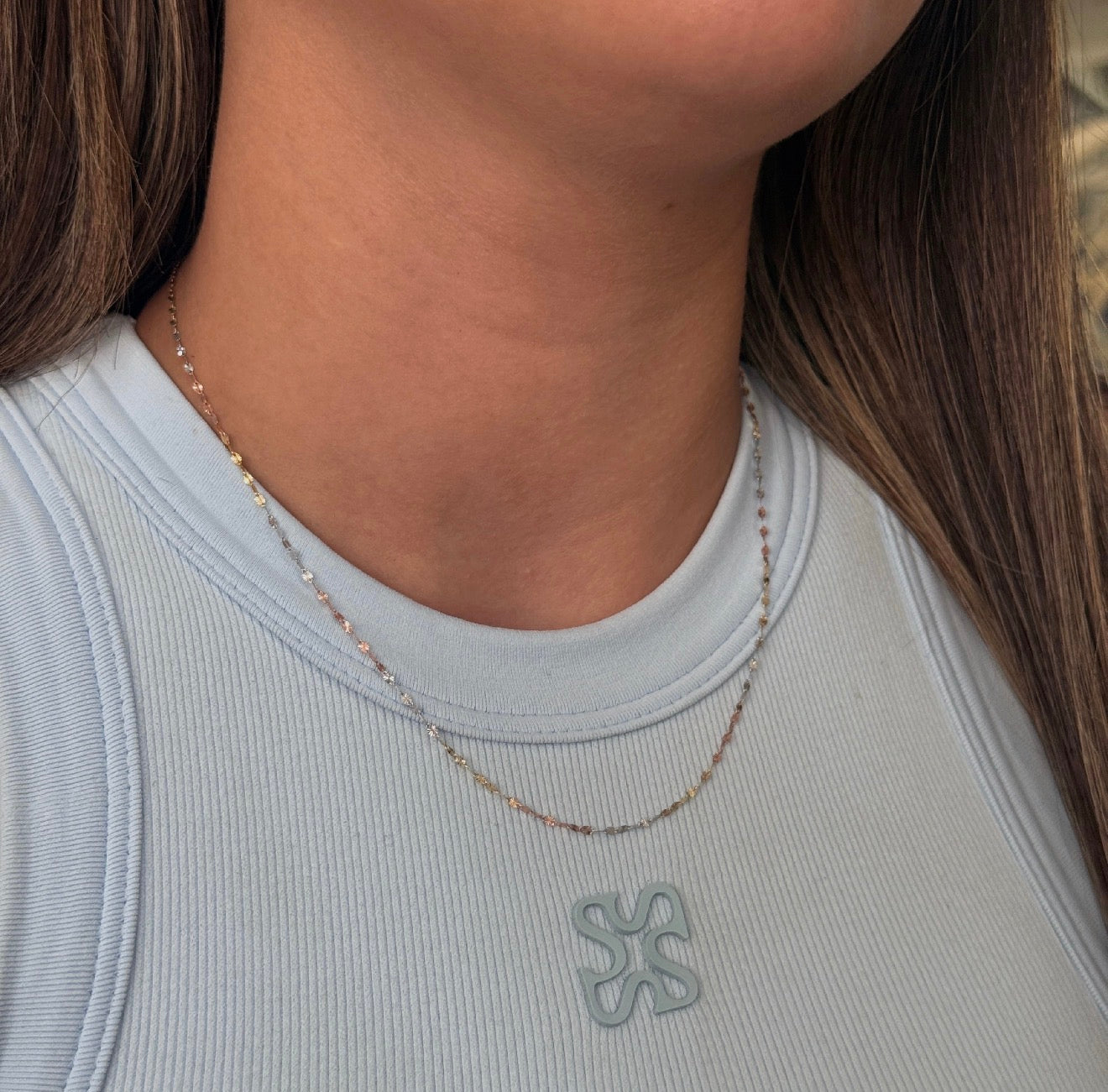 DIAMOND CRYSPETA CHAIN ​​1MM THREE GOLD ITALY 18K 45CM - 0.93GR