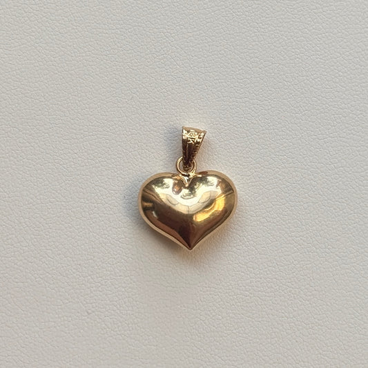 SMOOTH INFLATED HEART PENDANT 1.8CM 18K YELLOW GOLD - 1.09GR