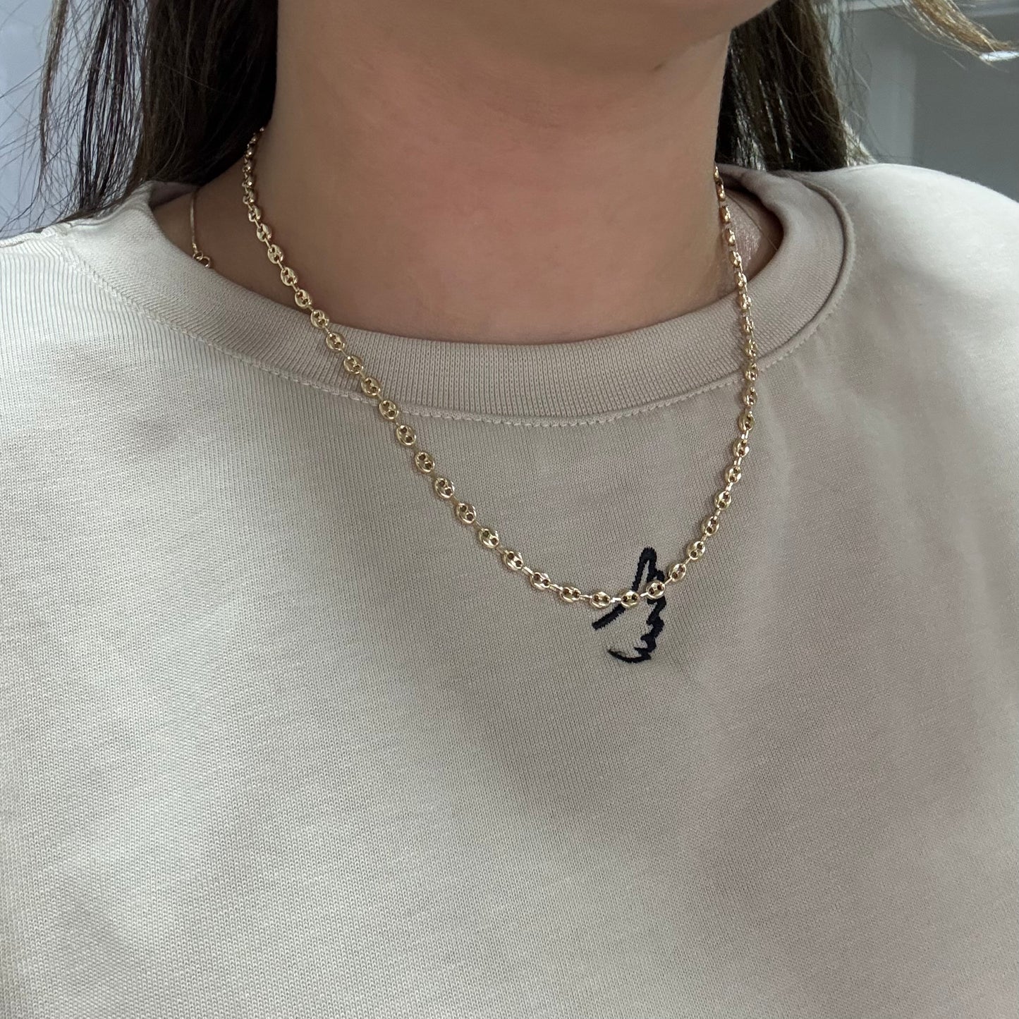 4MM YELLOW GOLD COFFEE BEAN CHAIN 18K - 45CM 5.78GR