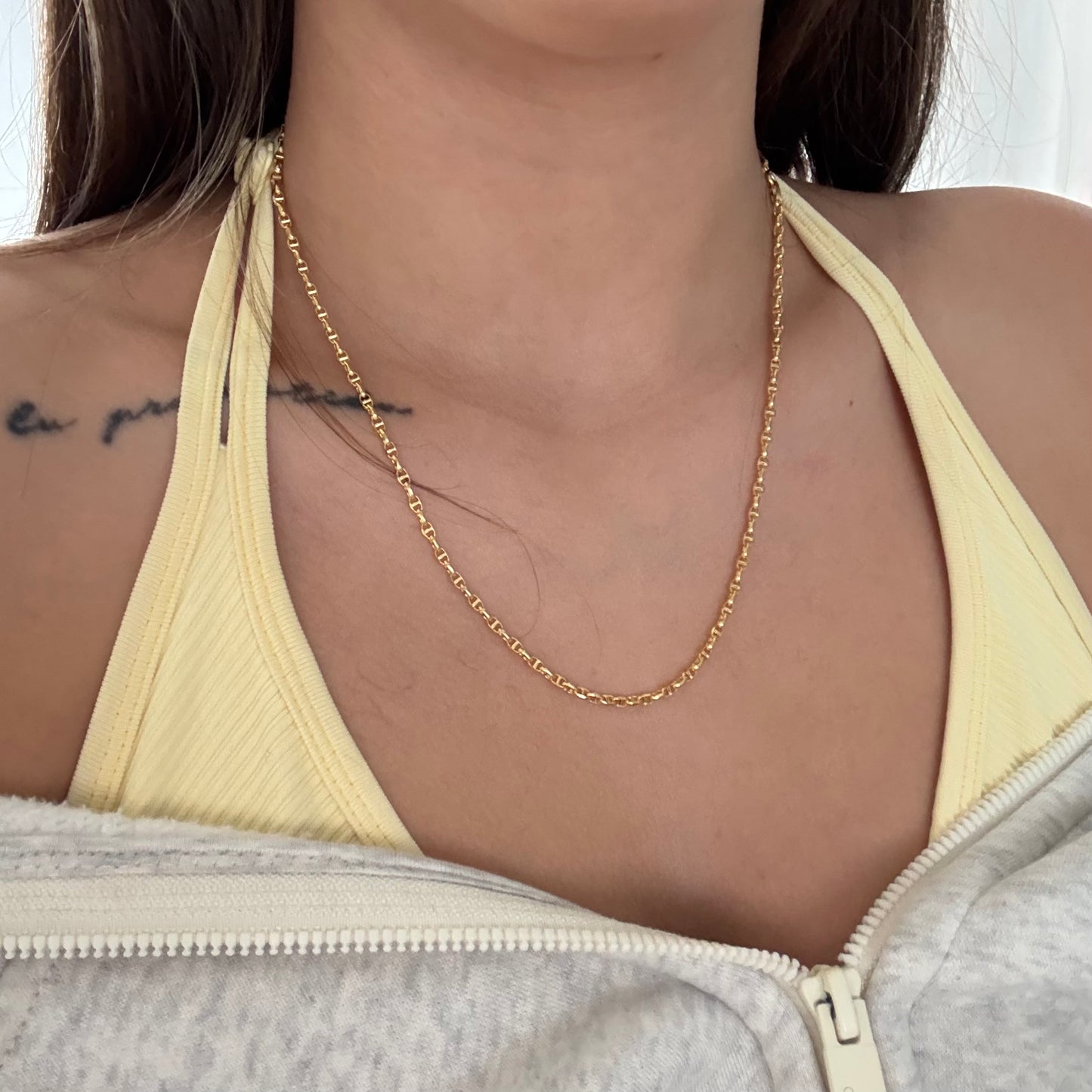 Coffee Bean Ladder Chain 2.5mm Yellow Gold Italy 18K 50cm - 4.0g