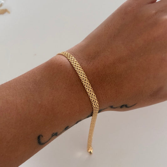 CHINESE TWO-ROAD BRACELET 5MM YELLOW GOLD ITALY 18K 20.5CM -3.39GR