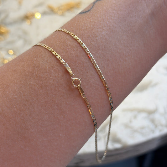 FLAT DIAMOND CUT CHAIN 1.9MM TRI-COLOR GOLD ITALY 18K 50CM - 2.76GR