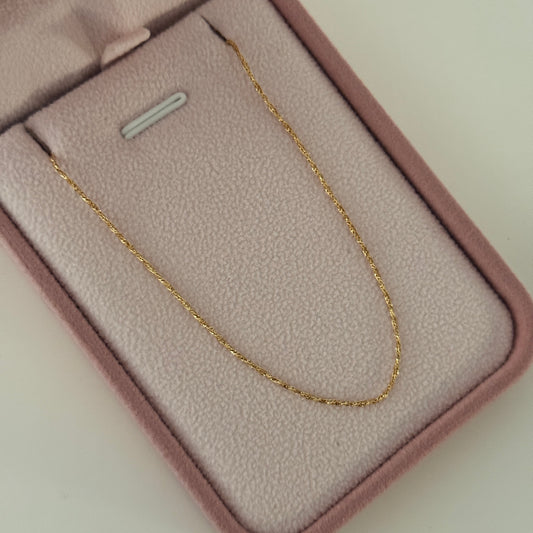 1MM TWISTED TAIL CHAIN 18K YELLOW GOLD ITALY 60CM 2.47GR