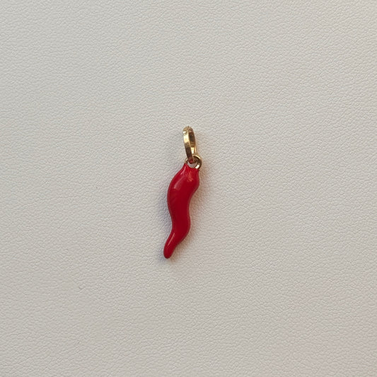 RED PIECE PENDANT 2.5CM YELLOW GOLD ITALY ESP 18K - 0.8GR