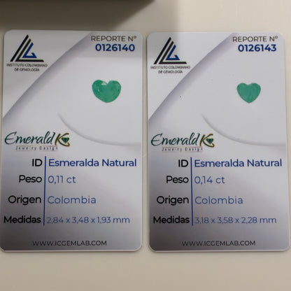 NATURAL EMERALD HEART CUT STUD 0.25 CARAT 18K YELLOW GOLD - 0.78GR