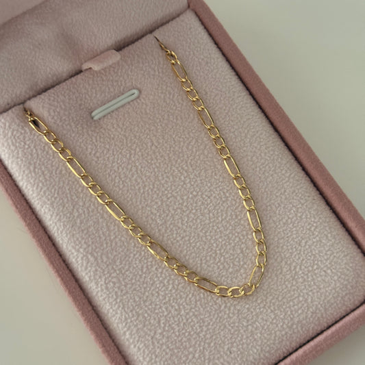 3X1 FIGARO CHAIN 3MM YELLOW GOLD ITALY 18K 45CM - 2.3GR