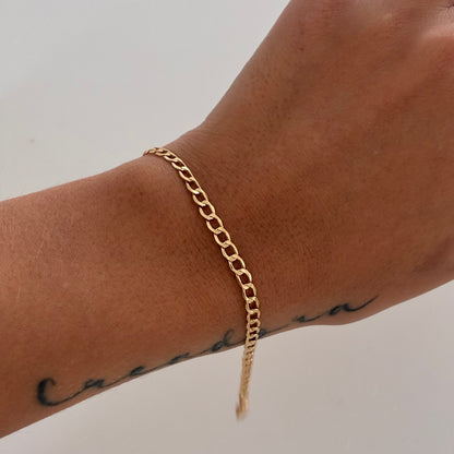 CUBAN BRACELET 4MM YELLOW GOLD ITALY 18K 18CM - 2.17GR