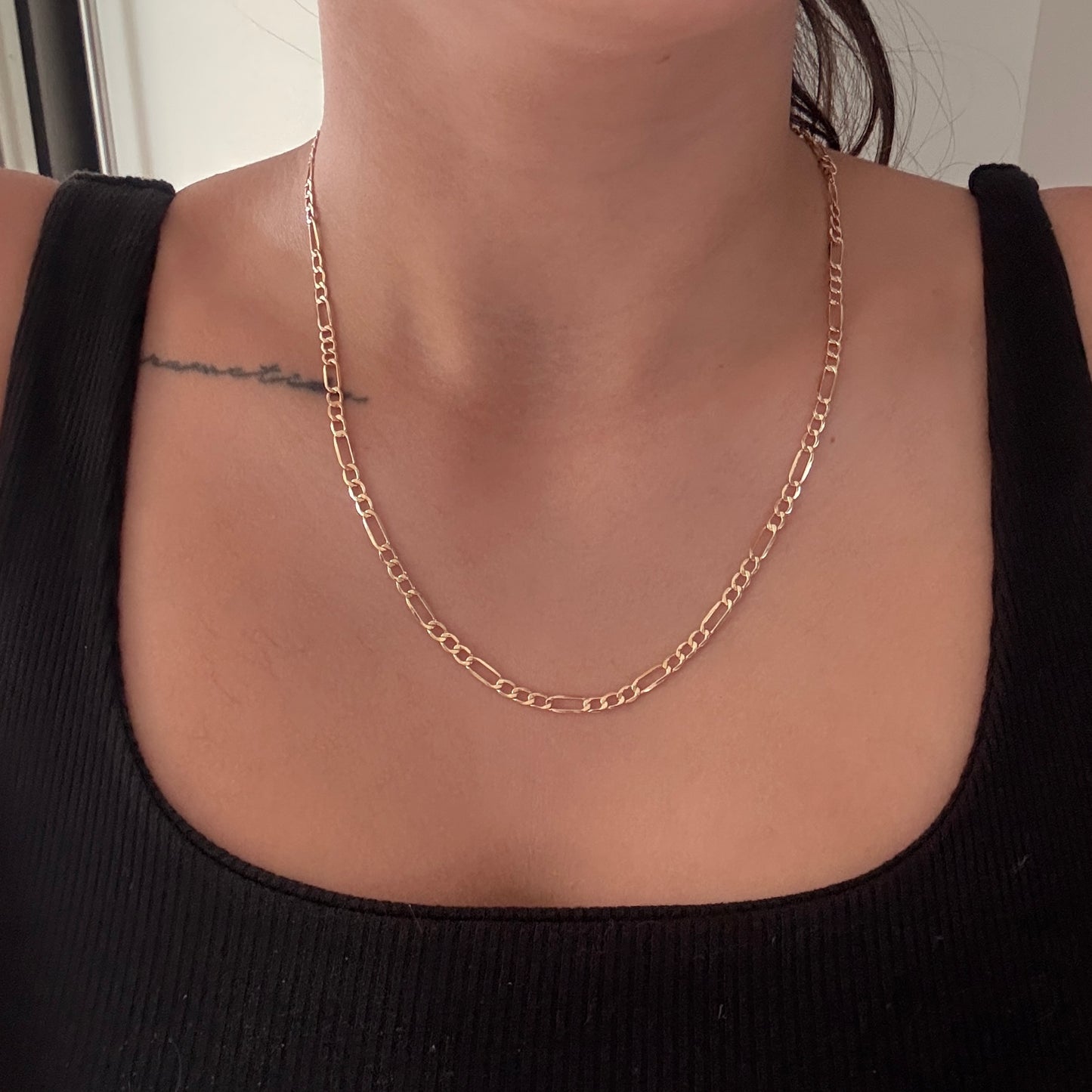 3X1 FIGARO CHAIN 4MM YELLOW GOLD ITALY. 18K 50CM - 4.47GR