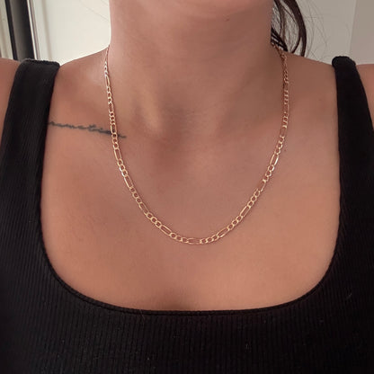 3X1 FIGARO CHAIN 4MM YELLOW GOLD ITALY. 18K 50CM - 4.47GR