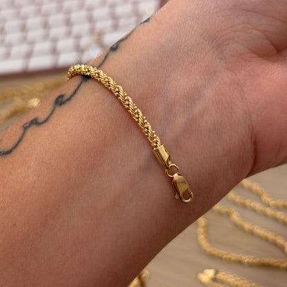 RIBBON BRACELET + MILITARY DIAMOND CUT 2.9MM YELLOW GOLD ITALY 18K -19CM 4.47GR