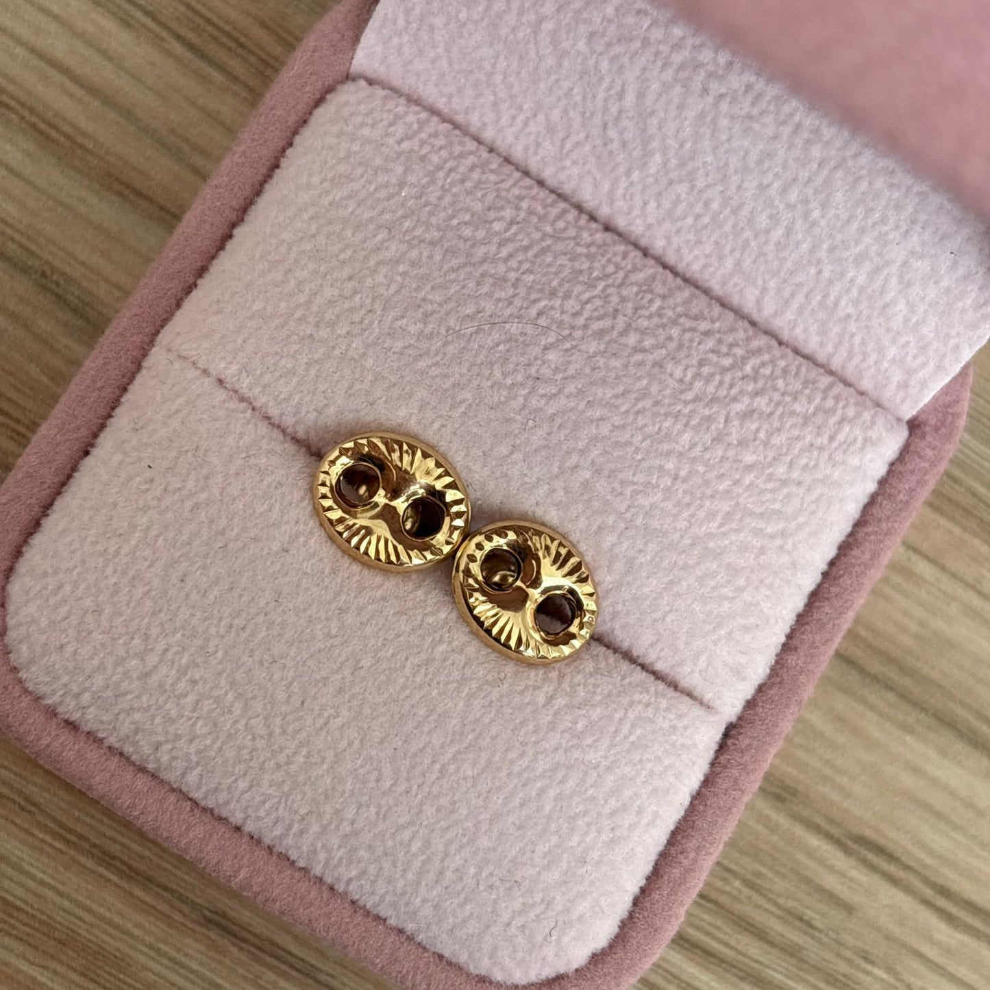 TOPOS GRANO DE CAFÉ DIAMANTADOS 7MM ORO AMARILLO COL 18K - 1,04GR