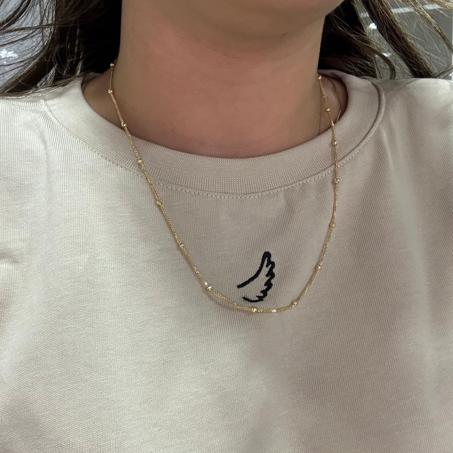 MINI FRANCO CHAIN ​​+ DIAMOND BALLS 1MM 18K ITALIAN YELLOW GOLD - 50CM 4.75GR