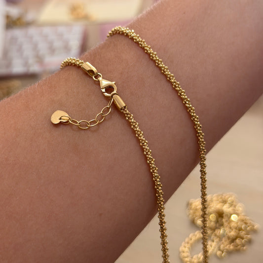 2MM BRAIDED MILITARY CHAIN ​​18K YELLOW GOLD ITALY - 50CM TO 52CM 10.55GR