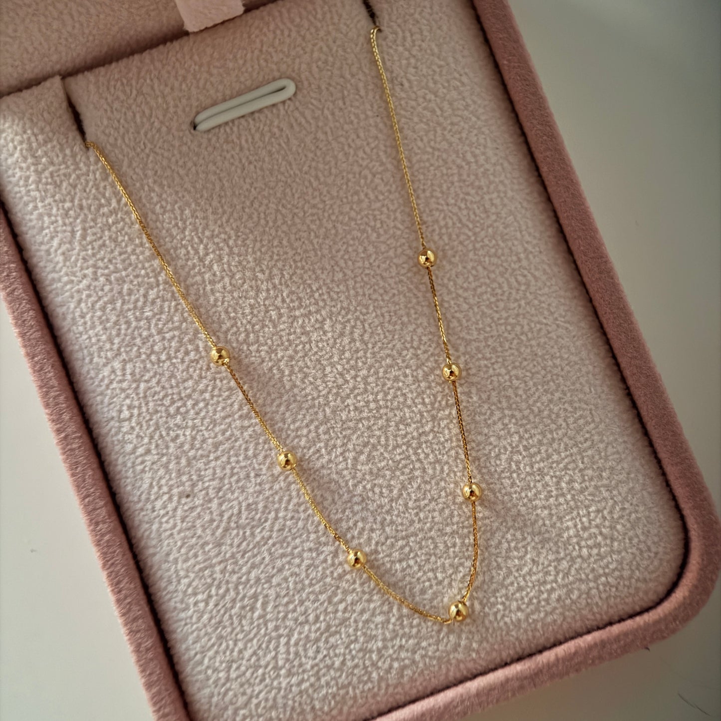 CADENA MINI FRANCO 0.6MM + BOLAS LISAS 3M ORO AMARILLO ITALY ESP 18K 45CM - 0,65GR