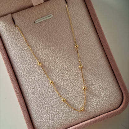 CADENA MINI FRANCO 0.6MM + BOLAS LISAS 3M ORO AMARILLO ITALY ESP 18K 45CM - 0,65GR