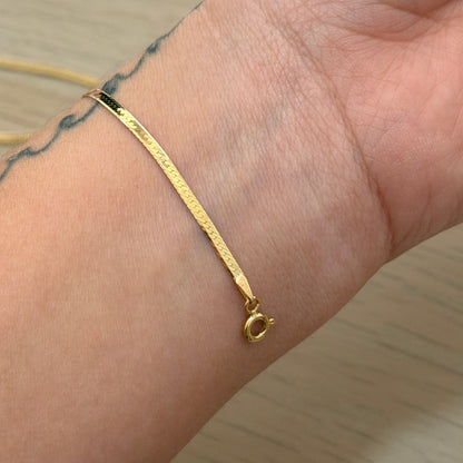 DIAMOND CUT SNAKE BRACELET 2MM YELLOW GOLD ITALY 18K -19CM 1.56GR