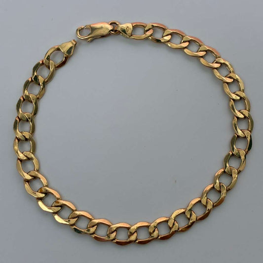 PULSERA CUBANA MARTILLADA 6.5MM ORO AMARILLO ITALY 18K 20CM - 5,62GR
