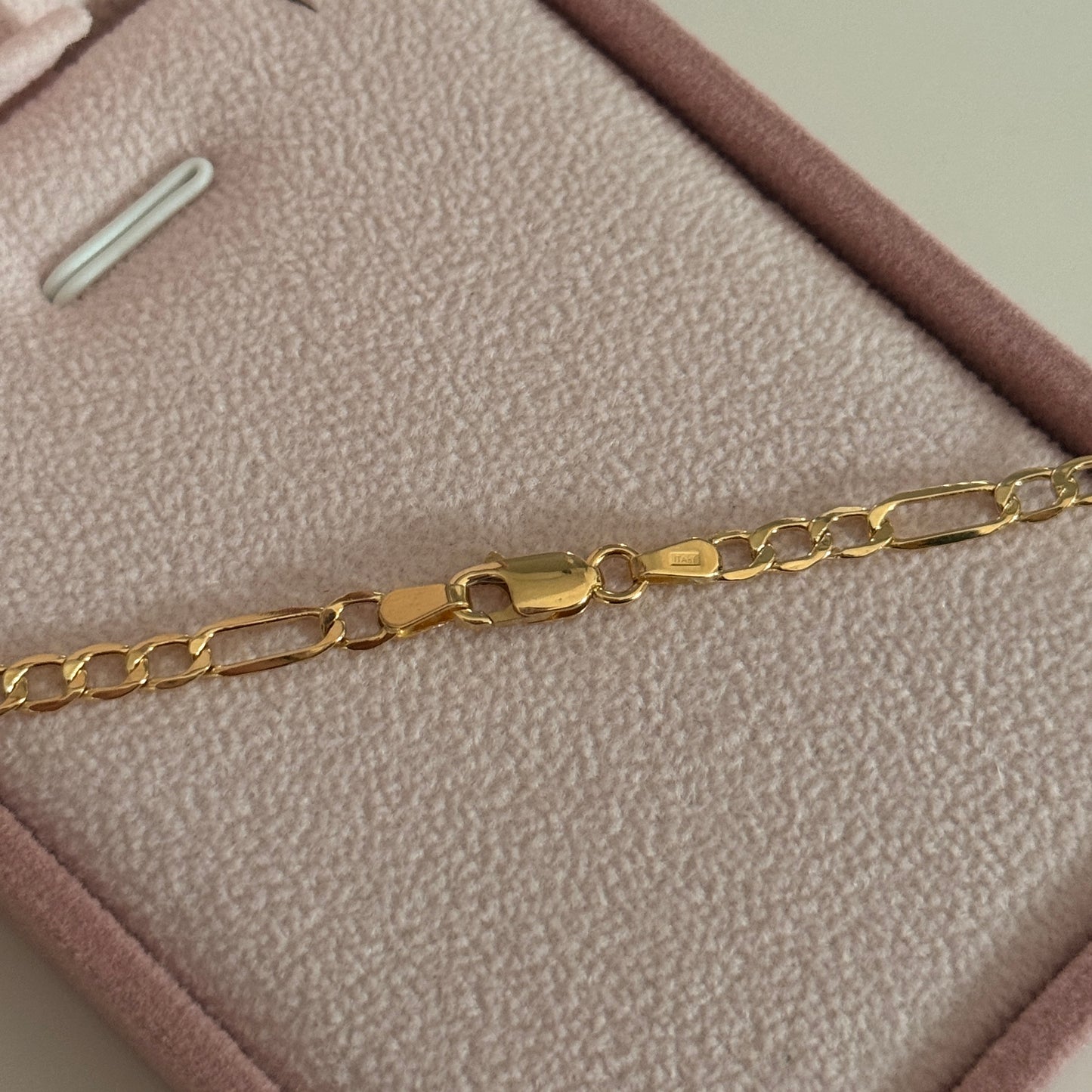 3X1 FIGARO CHAIN 4MM YELLOW GOLD ITALY 18K 60CM - 5.17GR