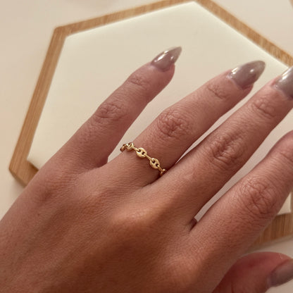 ANILLO GRANO DE CAFE ORO AMARILLO 18K TALLA GRADUABLE 6.5 A 7.5 - 0,69GR