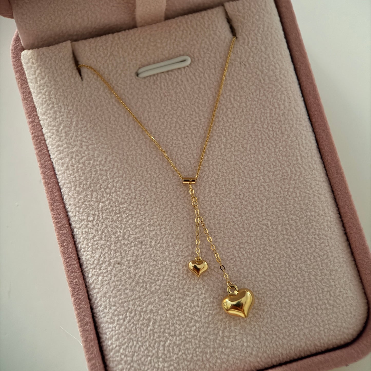 CADENA MINI FRANCO 0.6MM + 2 DIJES CORAZON COLGANTE ORO AMARILLO ITALY ESP 18K 45CM - 1,03GR