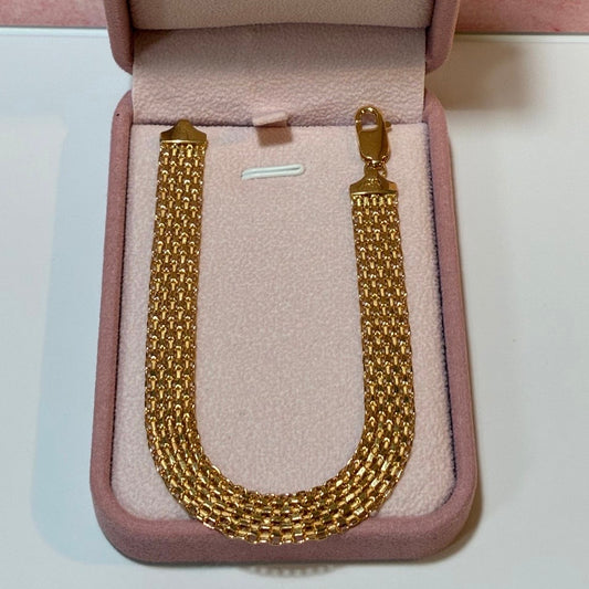 PULSERA CHINA TRES CARRILES 7MM  ORO AMARILLO ITALY 18K 21CM  - 7,91GR