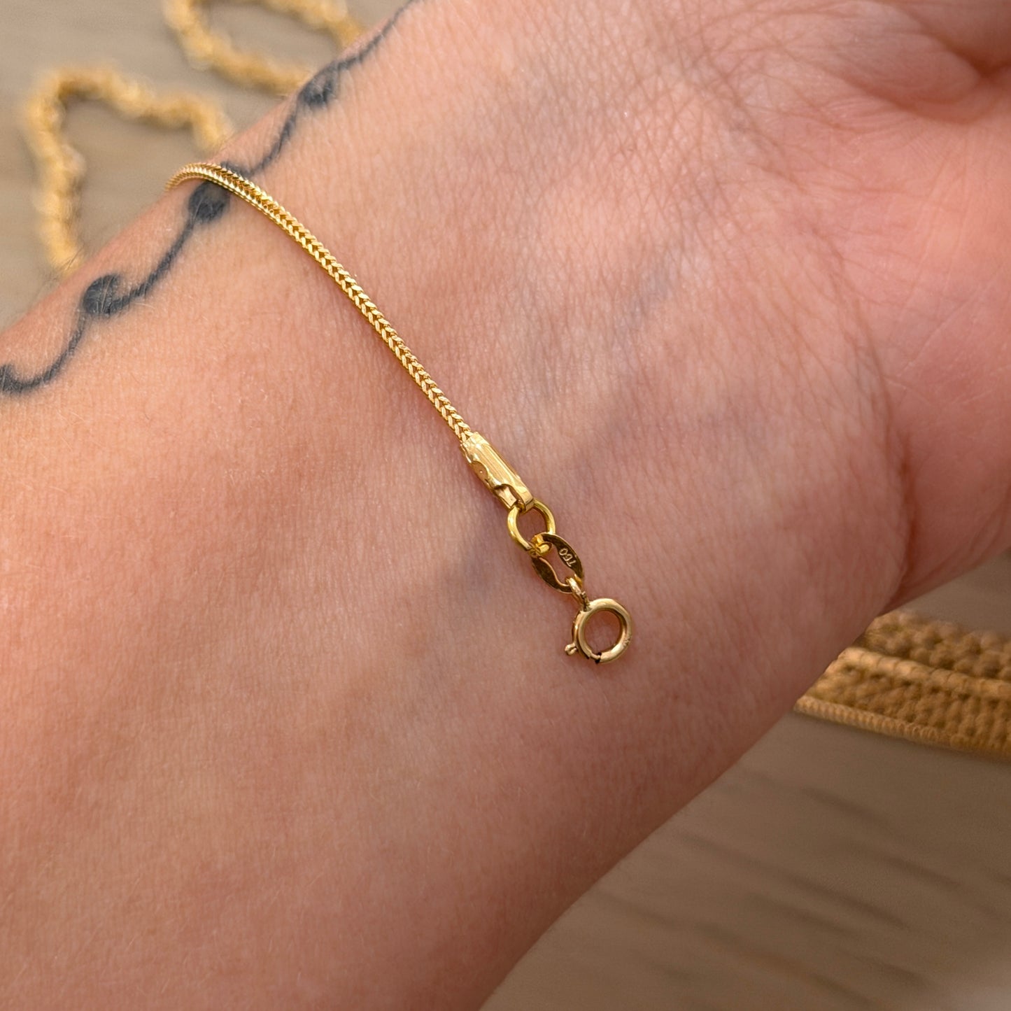 TOBILLERA MINI FRANCO 1MM ORO AMARILLO ITALY 18K - 26CM 1,73GR