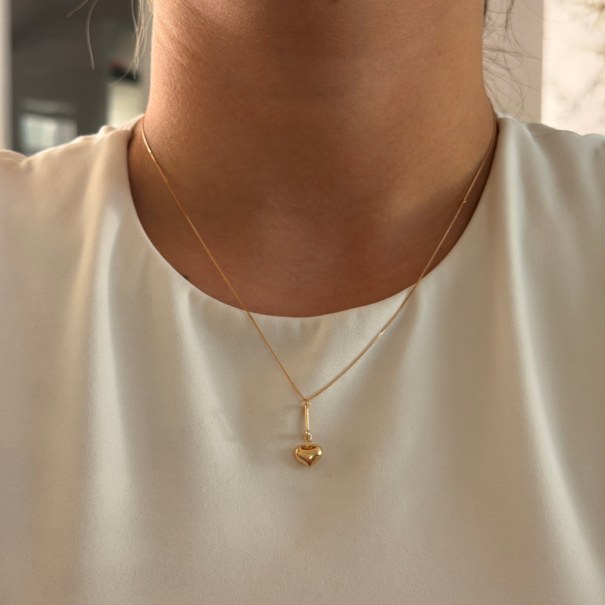 0.6MM MINI FRANCO CHAIN + HORSESHOE AND HEART PENDANT YELLOW GOLD ITALY ESP 18K 45CM - 0.95GR