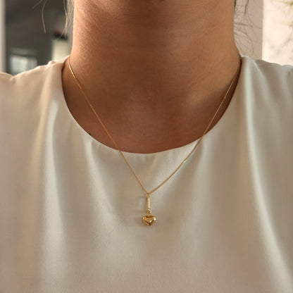0.6MM MINI FRANCO CHAIN + HORSESHOE AND HEART PENDANT YELLOW GOLD ITALY ESP 18K 45CM - 0.95GR