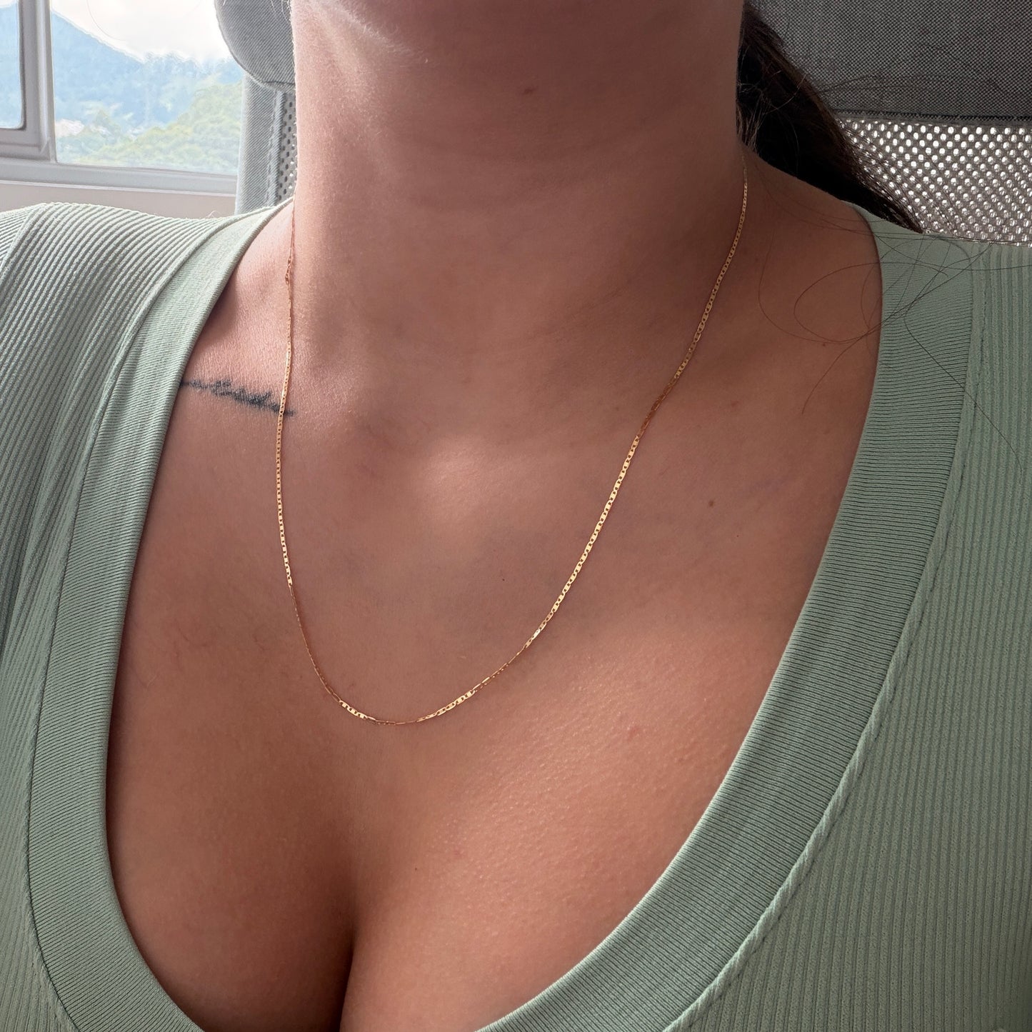 FLAT SMOOTH CHAIN 1.2MM YELLOW GOLD ITALY 18K 50CM - 1.63GR