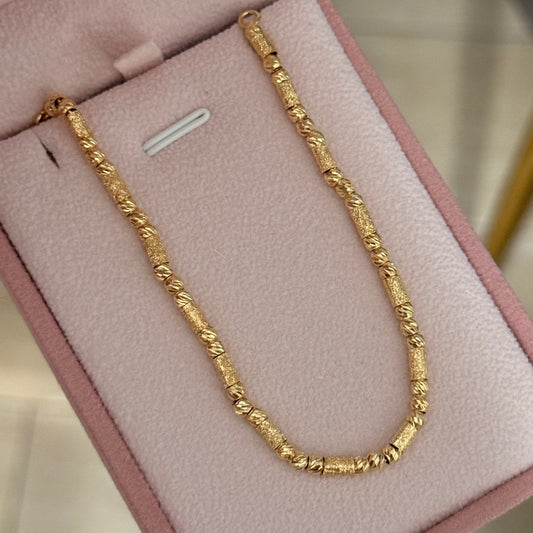 18K YELLOW GOLD 3M DIAMOND BALL + CYLINDER BRACELET 18.5CM - 5.39GR
