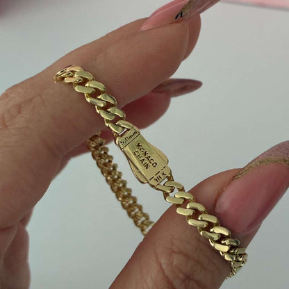PULSERA CUBANA MONACO DIAMANTADA 5MM ORO AMARILLO ITALY 18K 18CM - 6,45GR