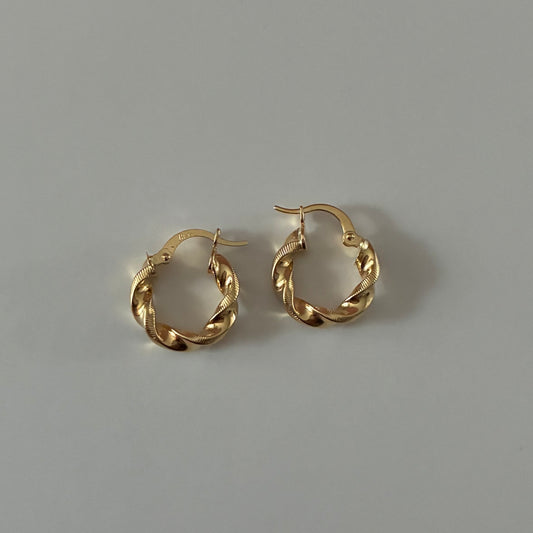 PLAIN AND STRIPED BRAIDED HOOPS 1.0CM YELLOW GOLD COL 18K - 1.66GR