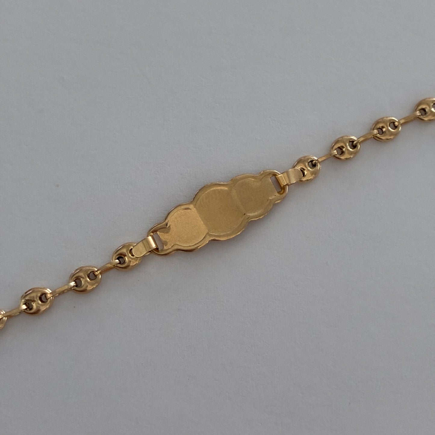 BABY BRACELET WITH CLOUD PLAQUE COFFEE BEAN 3MM 18K YELLOW GOLD 15CM - 2.0GR