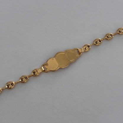 BABY BRACELET WITH CLOUD PLAQUE COFFEE BEAN 3MM 18K YELLOW GOLD 15CM - 2.0GR