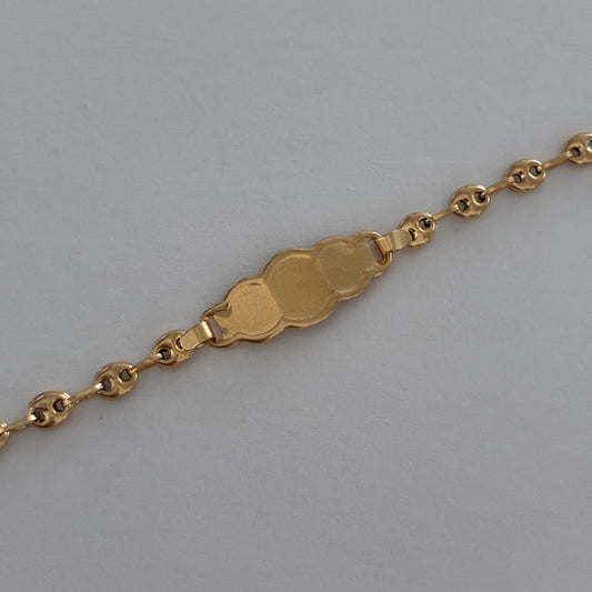 BABY BRACELET WITH CLOUD PLAQUE COFFEE BEAN 3MM 18K YELLOW GOLD 15CM - 2.0GR