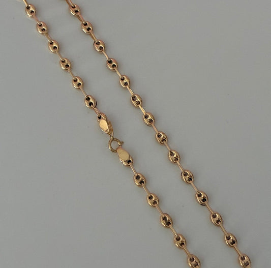 SMOOTH COFFEE BEAN CHAIN 3.2MM 18K YELLOW GOLD 50CM - 5.79GR