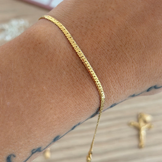 2.2MM SNAKE BRACELET YELLOW GOLD ITALY 18K 18CM - 1.64GR