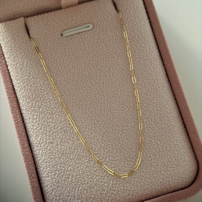 CADENA MINI CLIP DIAMANTADA 1MM ORO AMARILLO ITALY 18K 45CM - 0,75GR